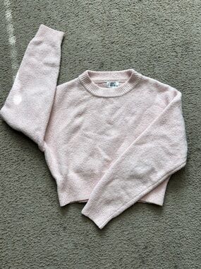 Light Pink Cropped Crewneck Sweater